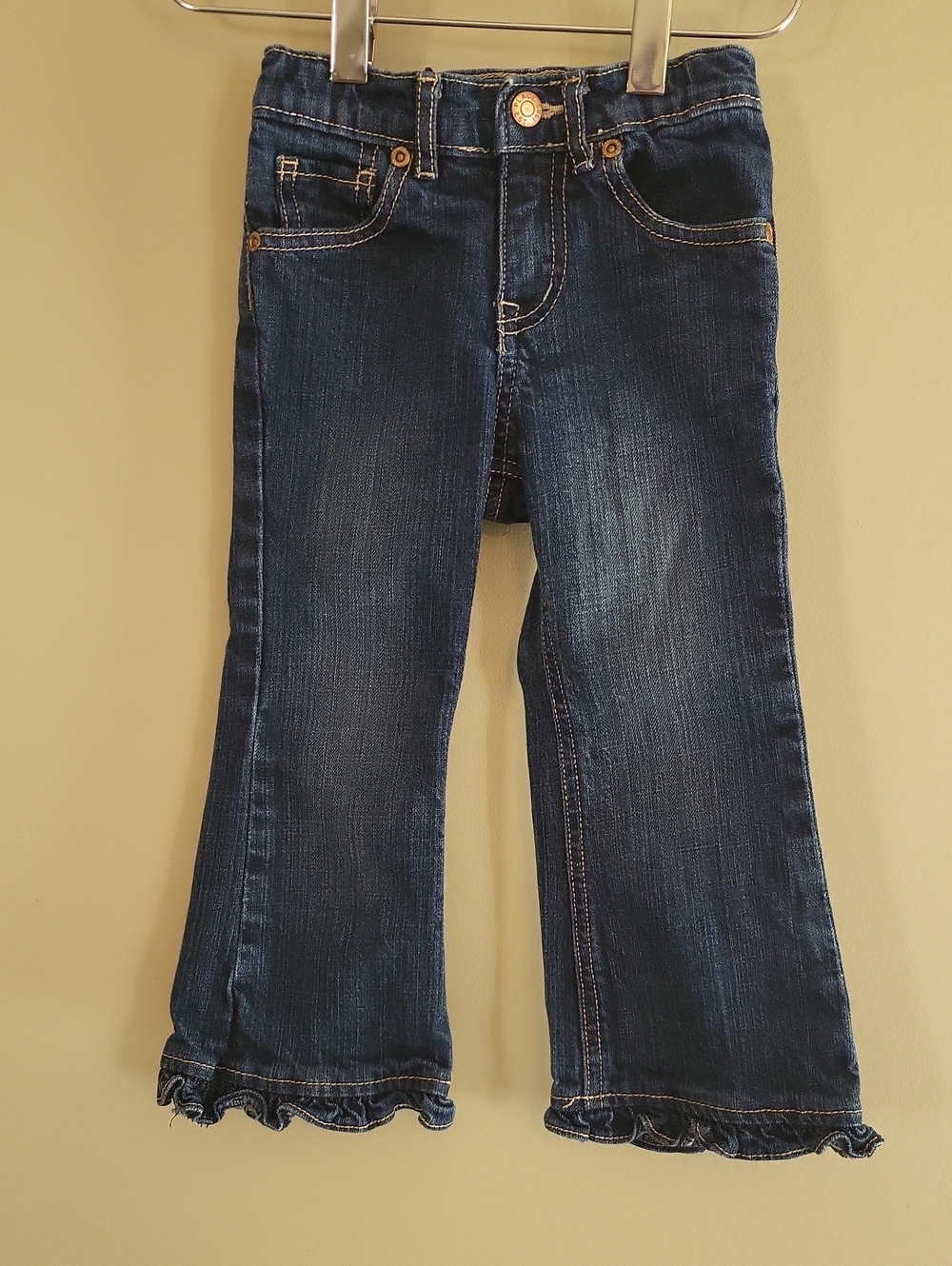 Place girls dark denim ruffle flare jeans